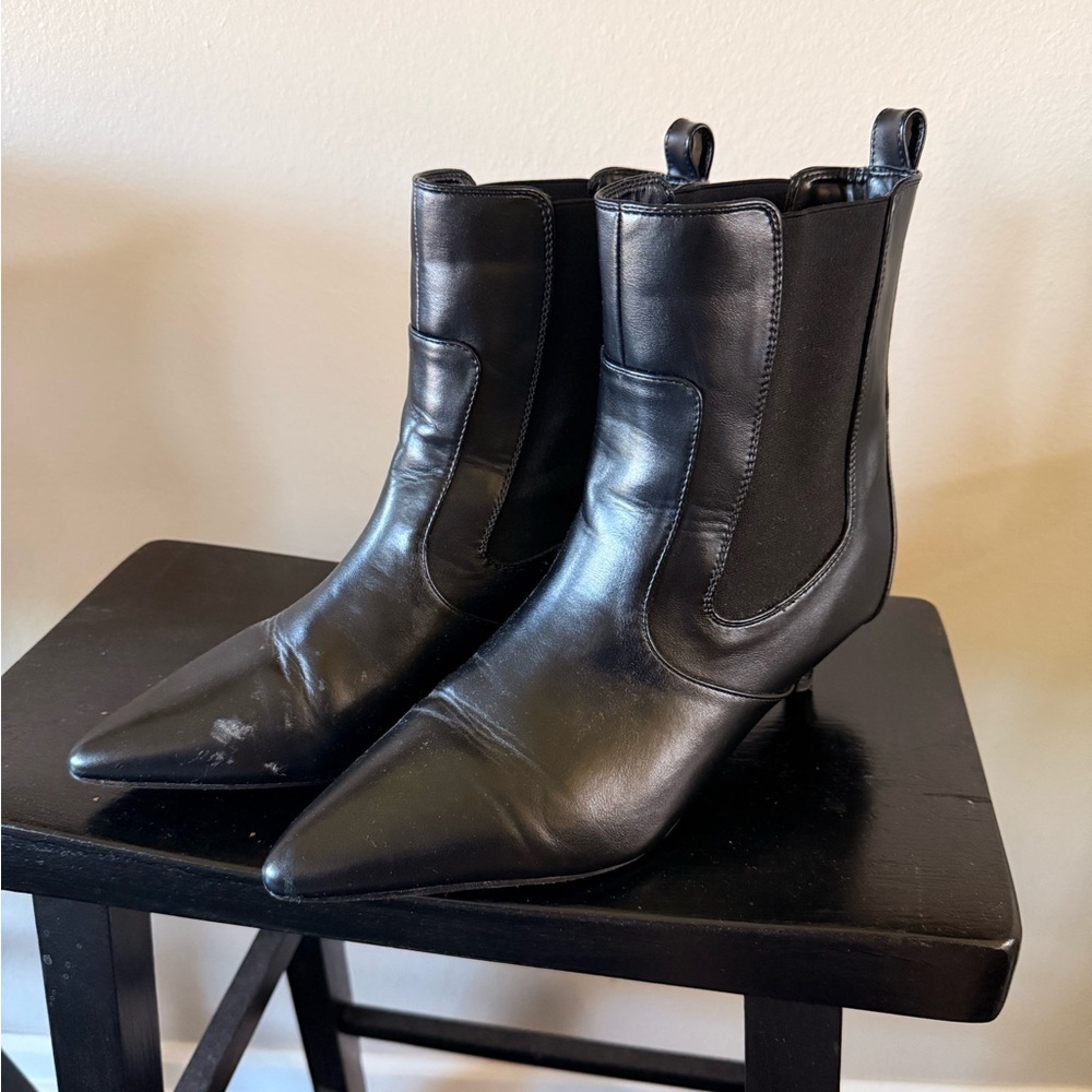 ASOS RAID Wide Fit Cedar kitten heeled ankle boot in black